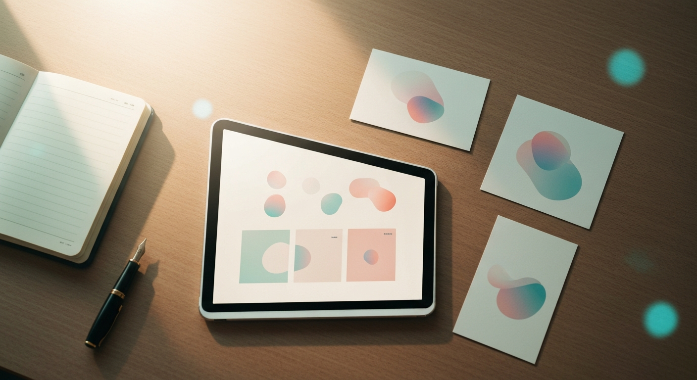 Tablet showing branded quote cards from a conference session