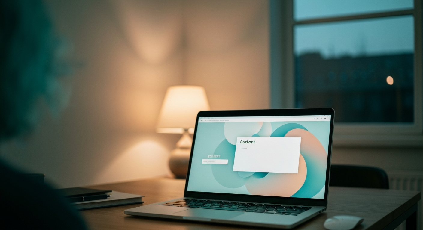 Laptop on a desk showing an abstract on-screen layout suggesting partner presence