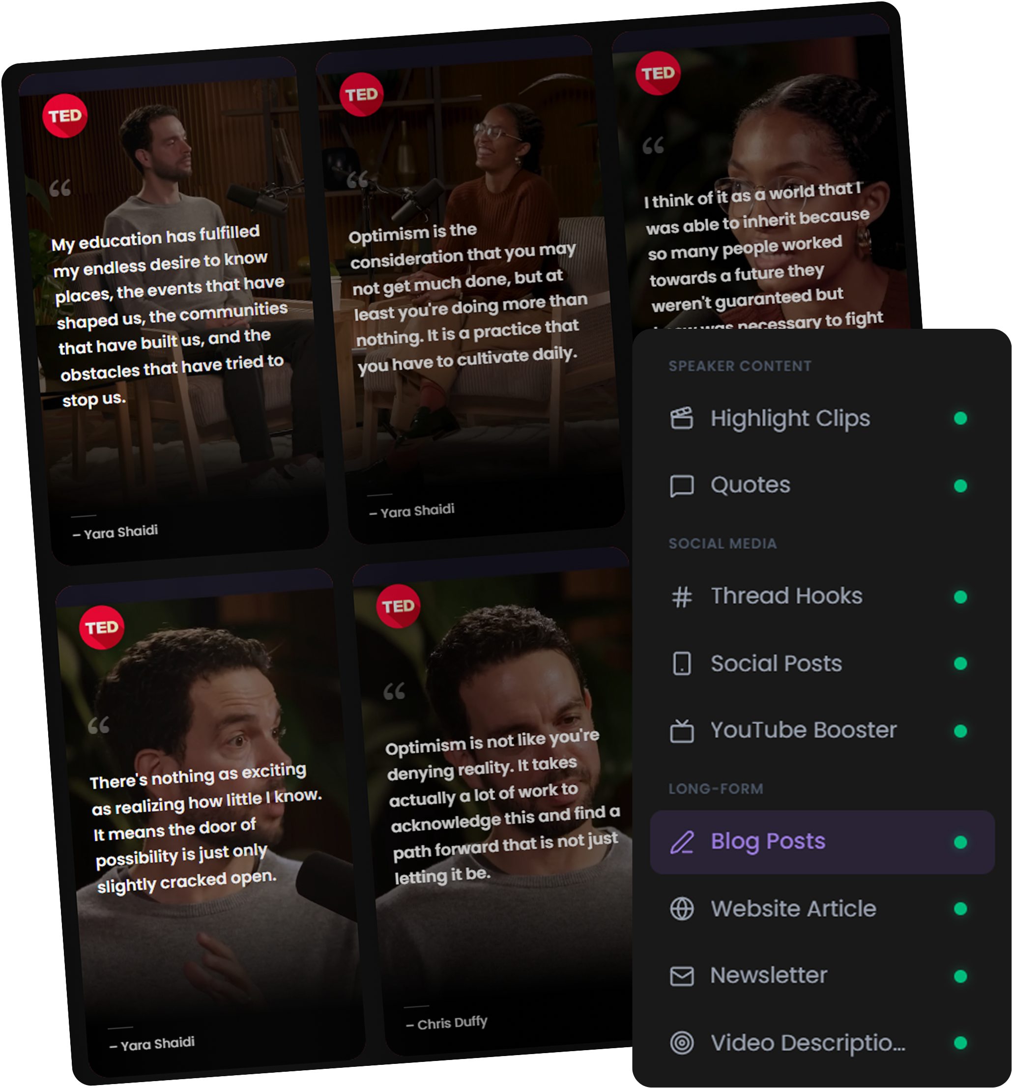 Prism marketing assets list - quote cards, social posts, thread hooks, blog articles
